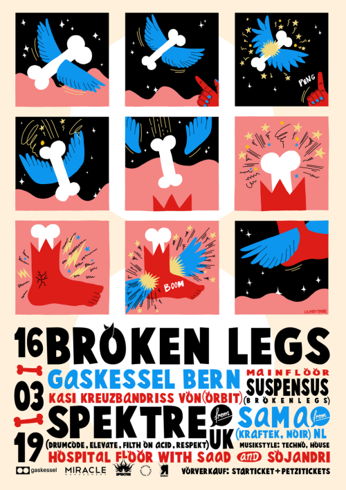 Poster für Broken Legs w/ Spektre (UK), gestaltet von Lisa Graber