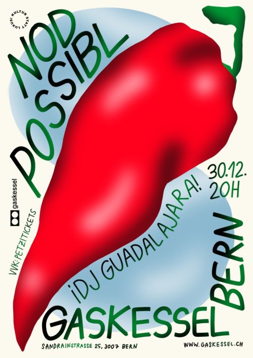 Poster für Nod Possibl , gestaltet von Leonie Jucker, Fabienne Grossen 