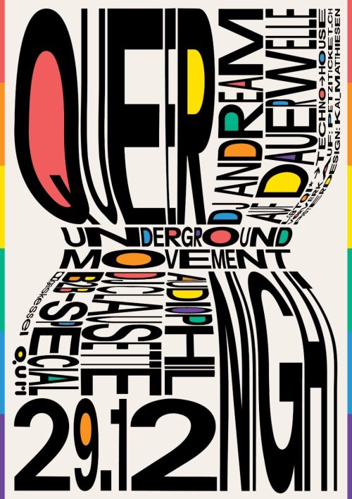 Poster für Queer Underground Movement Night , gestaltet von Kai Matthiesen 