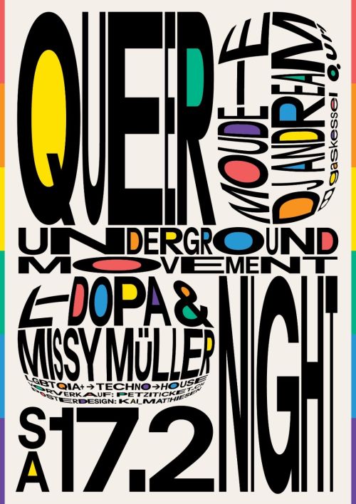 Poster für Queer Underground Movement Night , gestaltet von Kai Matthiesen 