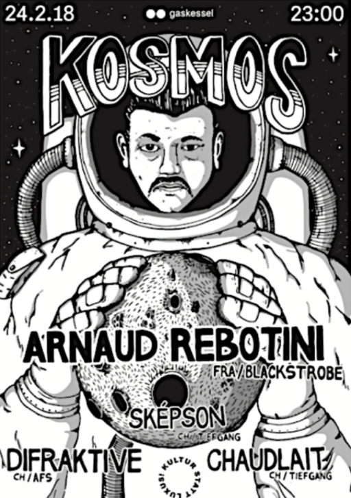 Poster für Kosmos w/ Arnaud Rebotini (FRA) , gestaltet von Jost Zeindler