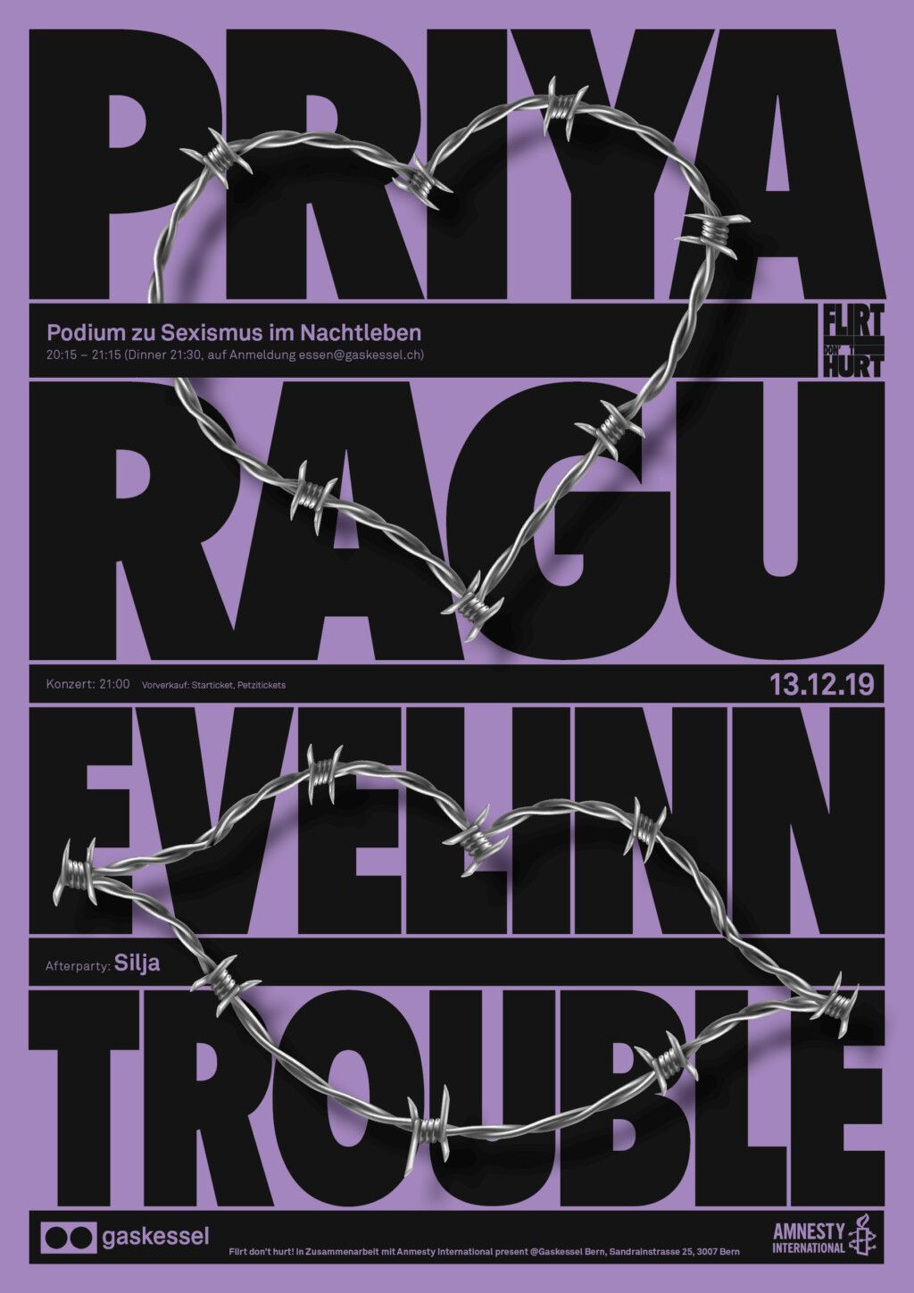 Poster für Priya Ragu, Eveline Trouble, gestaltet von Kai Matthiesen
