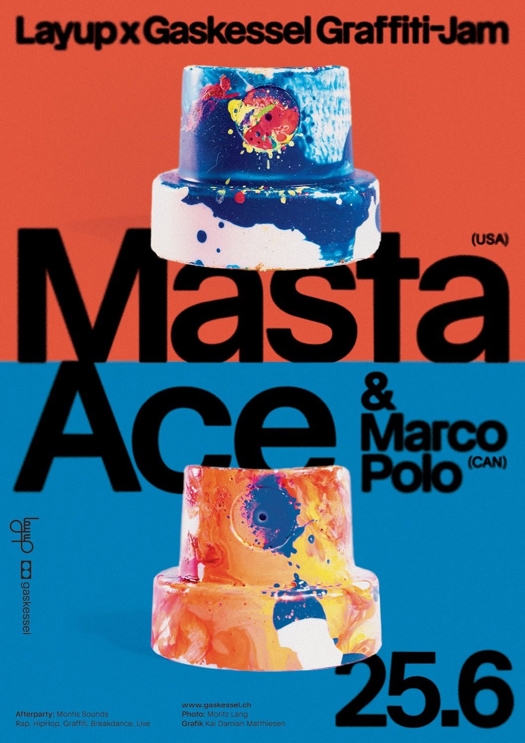 Poster für Masta Ace (USA) & Marco Polo (CAN) , gestaltet von Kai Matthiesen, Moritz Lang 