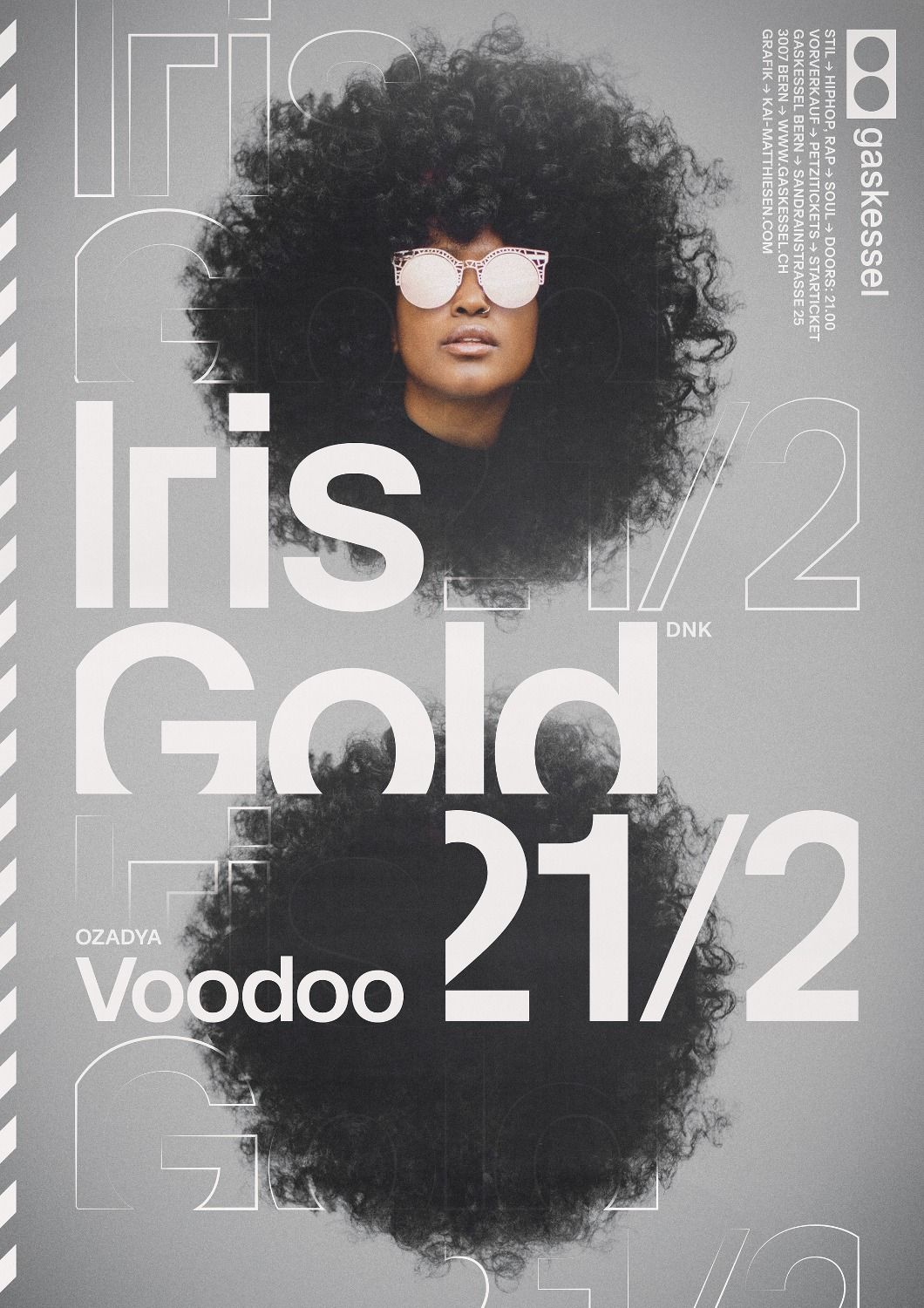 Poster für Iris Gold, Support by Voodoo, gestaltet von Kai Matthiesen