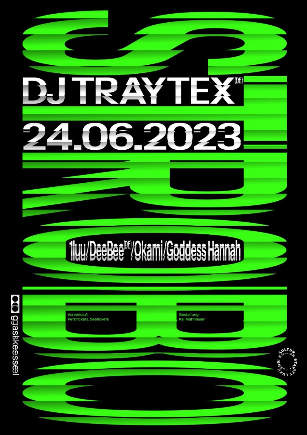 Poster für Strobo w/ DJ Traytex (DE) , gestaltet von Kai Matthiesen 