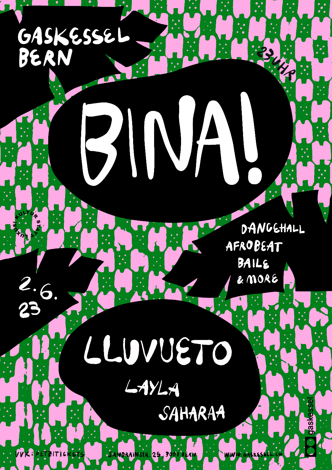 Poster Bina w/ Lluvueto, Layla & Saharaa