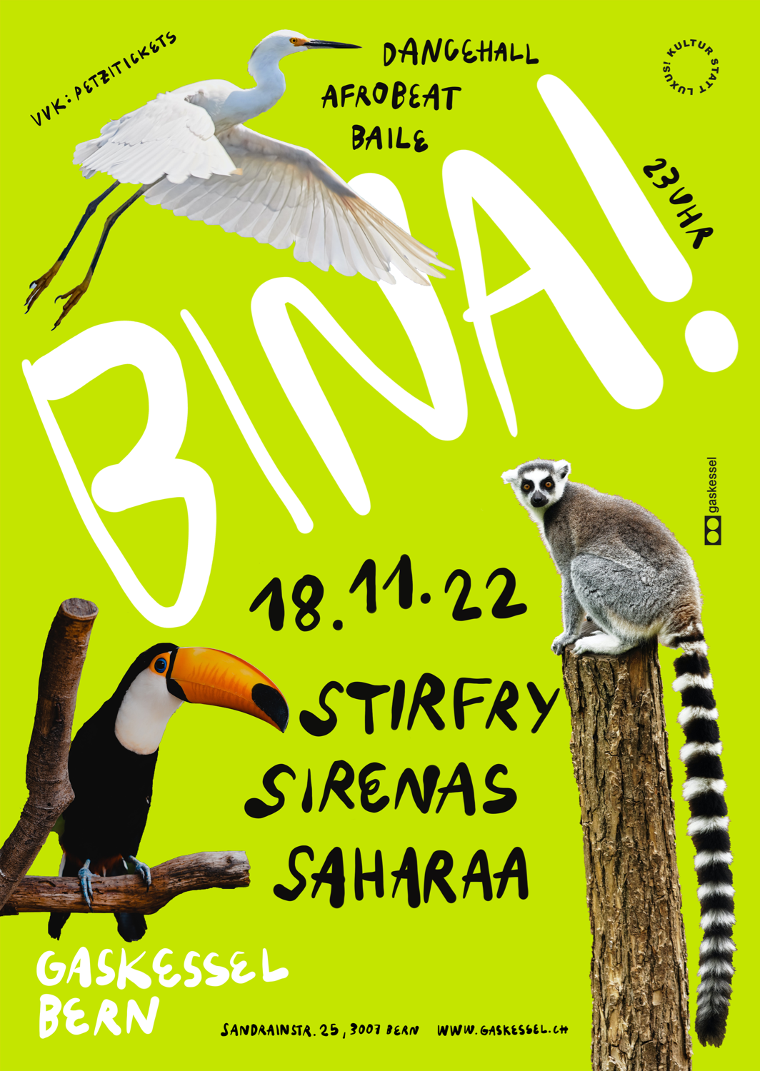 Poster Bina! w/ Stirfry, Sirenas & Saharaa